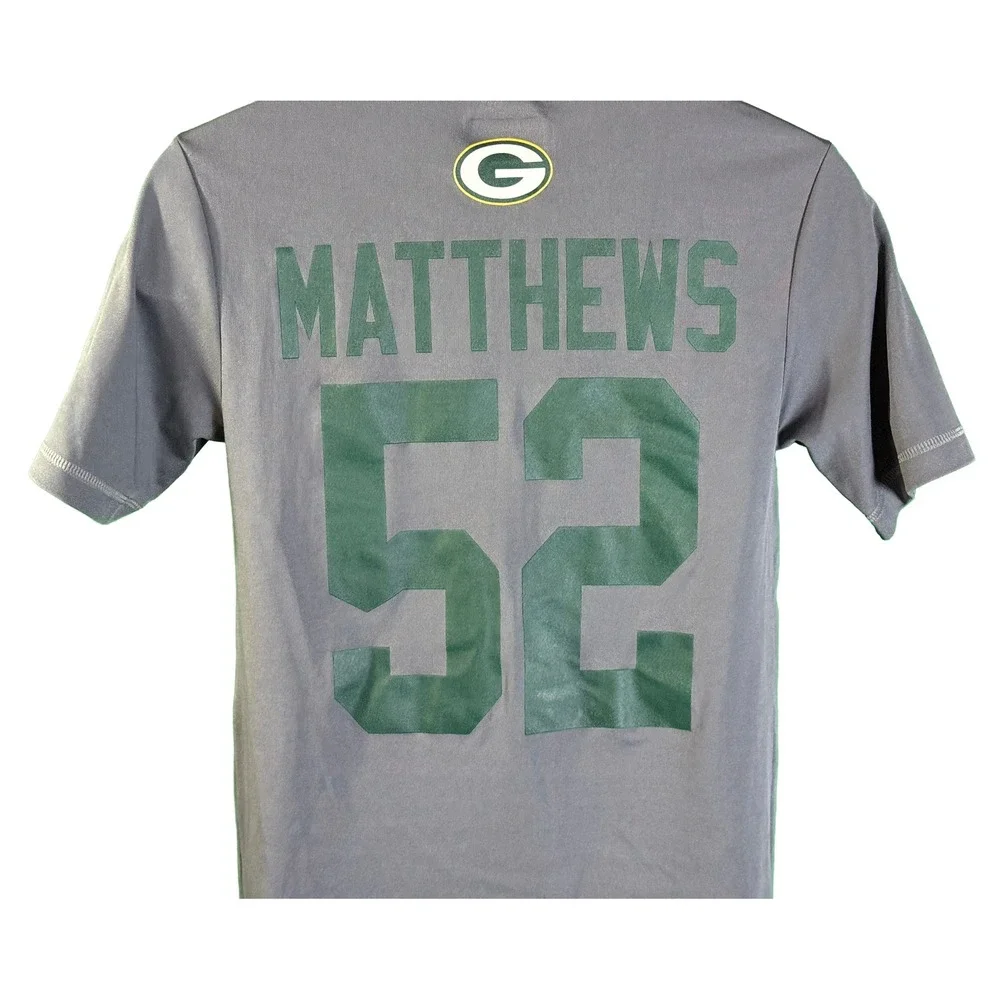 NFL Team Apparel Green Bay Packers Shirt Mens Small Gray‎ Clay Matthews 52 Tee